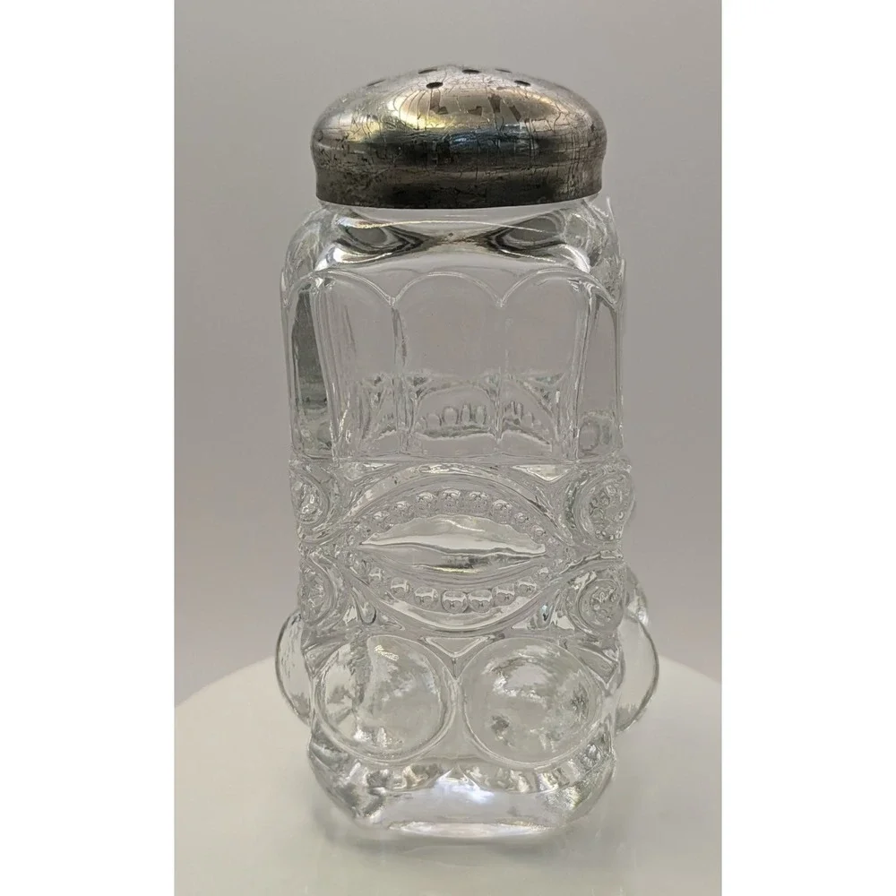 Mosser Glass Crystal‎ Opalescent Salt Pepper Shaker Eye Winker Pattern